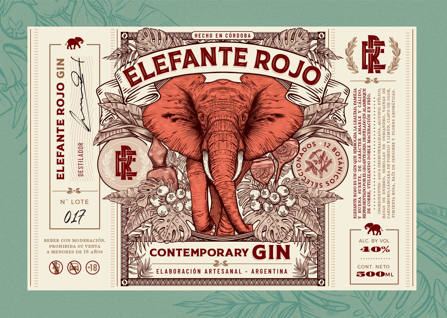 Gin Elefante Rojo杜松子酒包裝設計(圖1)