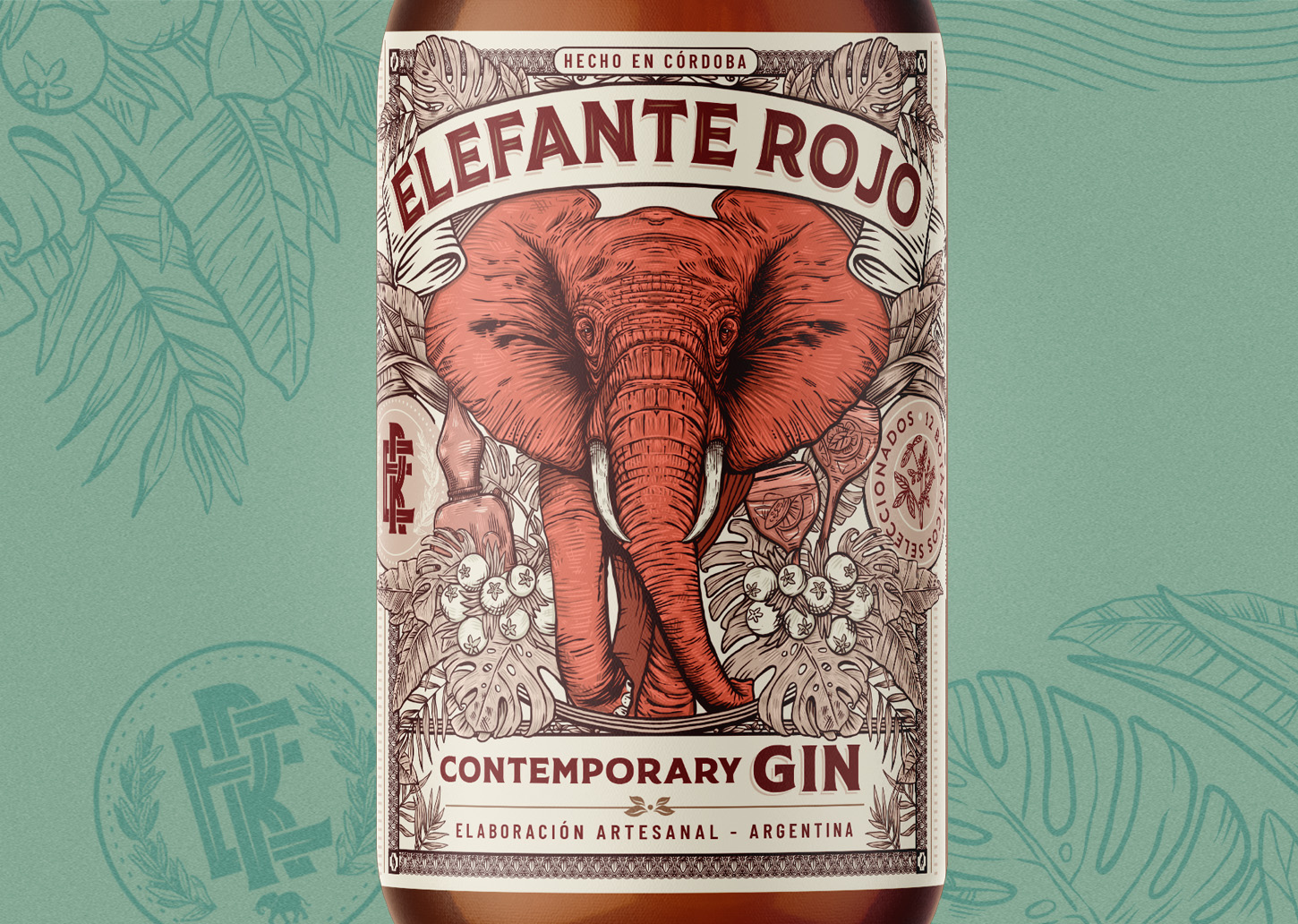 Gin Elefante Rojo杜松子酒包裝設計(圖5)