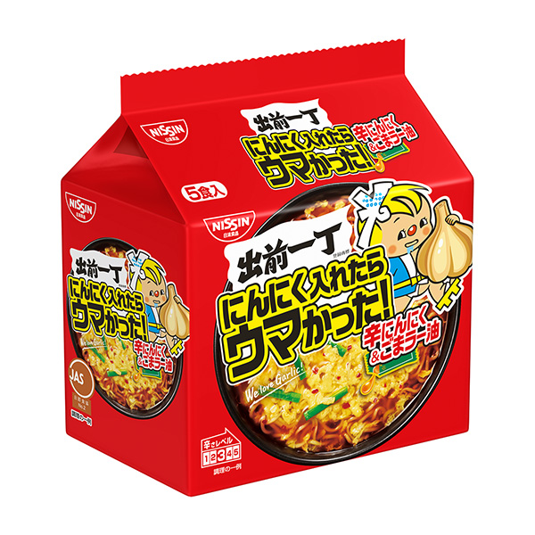 放入大蒜的話很好吃外賣一丁辣蒜芝麻油日清包裝設(shè)計(jì)(圖1)